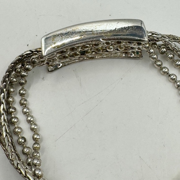 Napier silver plated mixed multiple chain bracelet with foldover clasp signed - Picture 7 of 12